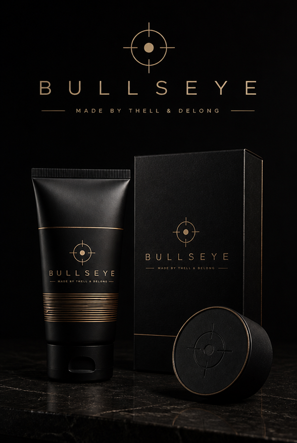 BULLSEYE Grooming Set – tube, burk och presentbox i svart och guld